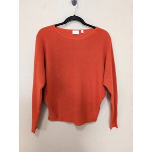 CYRUS Burnt Orange Ribbed Dolman Sleeve Sweater Womens XS Cozy Comfy Autumn Fall